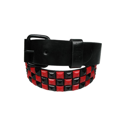 Bullet 69 Funky Punk - 3 row check pyramid Belt - Black/Red
